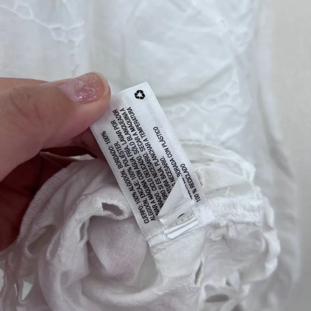 Universal Thread Eyelet white cropped ballon sleeves boho  Size: M - Picture 5 of 6